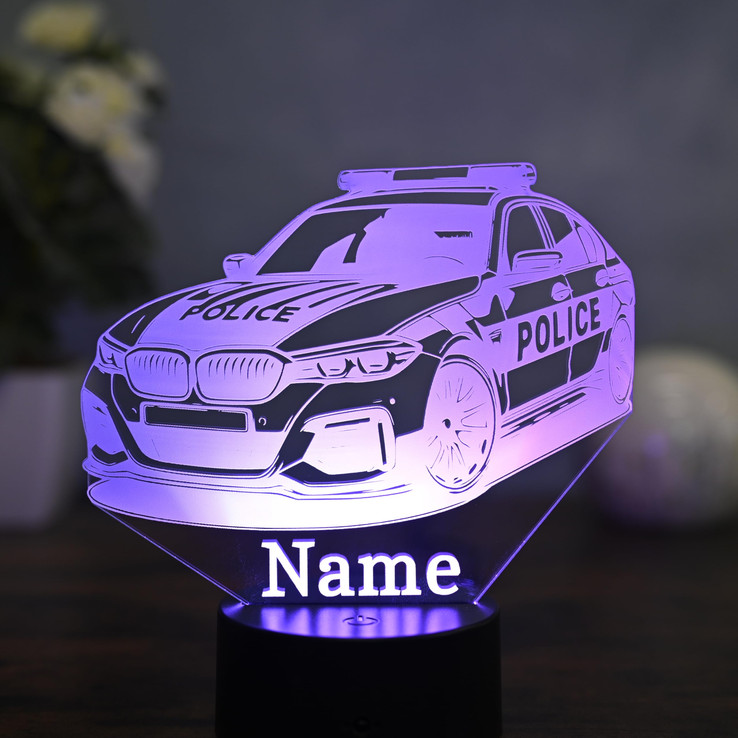 Personalisiertes LED Nachtlicht Polizei Geschenk idee für Polizeifans, dekoration für Polizisten und Polizistinen Sport auto als Polizei auto
