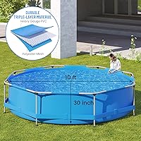 Vista 2 de Piscina sobre el suelo de 10 pies x 30 pulgadas, piscina con marco de metal al aire libre, piscinas familiares de marco redondo para hasta 4