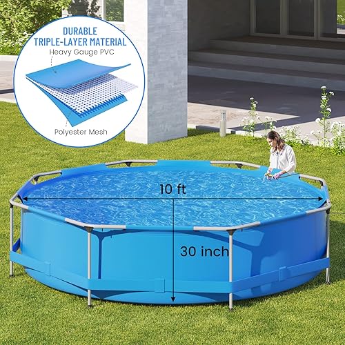 Miniatura 2 de Piscina sobre el suelo de 10 pies x 30 pulgadas, piscina con marco de metal al aire libre, piscinas familiares de marco redondo para hasta 4