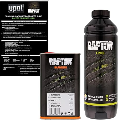 U-Pol Raptor - Revestimiento de caja de camión con aerosol de uretano tintable y revestimiento de textura 1 litro