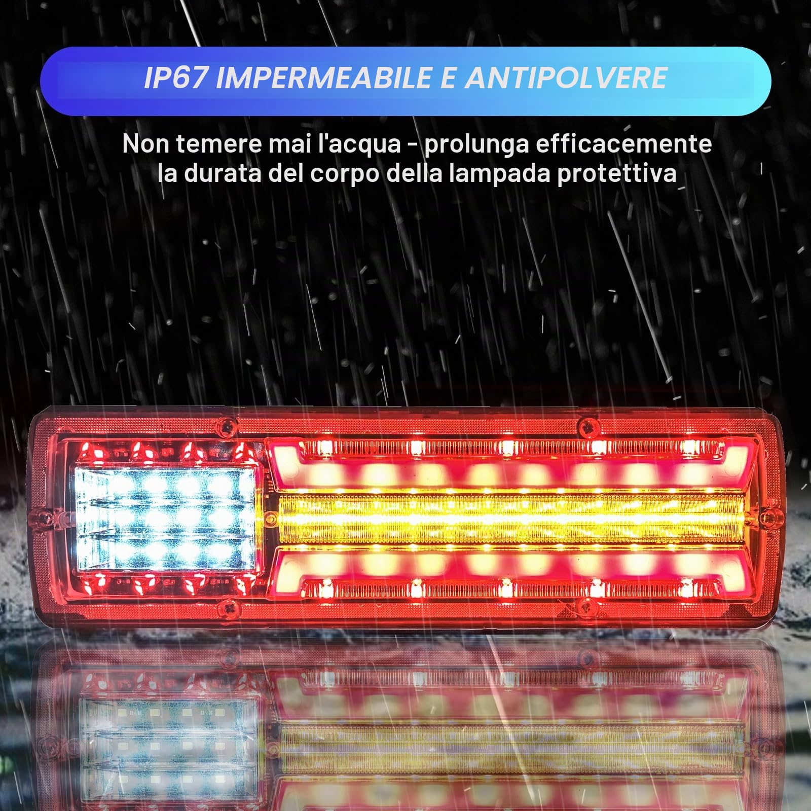 12V Luci Posteriori per Rimorchio Fanali Posteriori Rimorchio LED Luci di Stop Multifunzione per Rimorchio, Camion, Caravan, Trattore, 2 Pezzi
