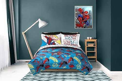 Miniatura 7 de Marvel Spiderman Beyond Amazing - Juego de cama tamaño Queen de 7 piezas incluye edredón y juego de sábanas microfibra súper suave resistente a la