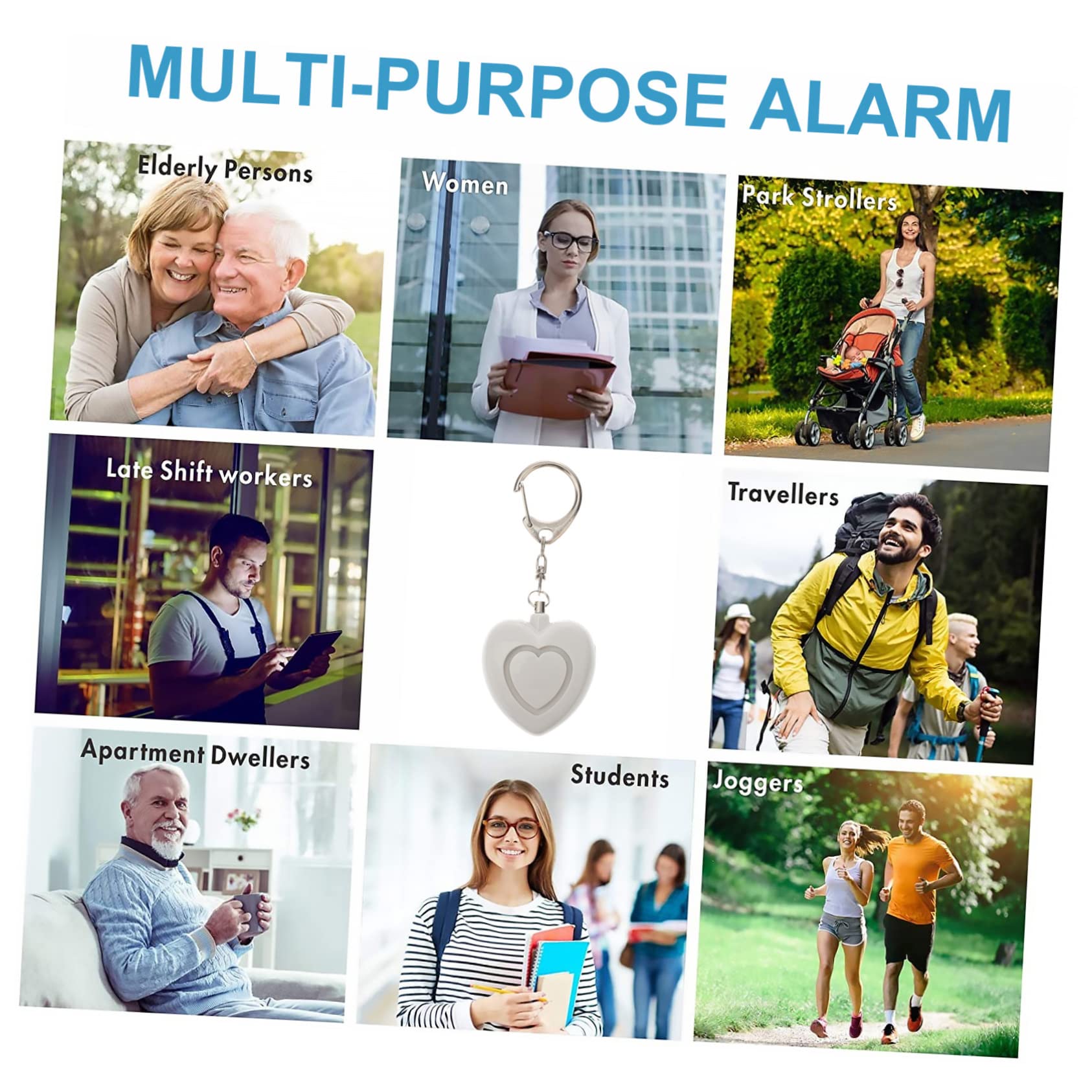 OSALADI 5 Piezas Anti Sirena La Alarma Corazón Llavero De Alarma Alarma Personal Joyería Alarma De Seguridad Gritar Llaveros para Las Mujeres Llavero Alarma De Plástico con
