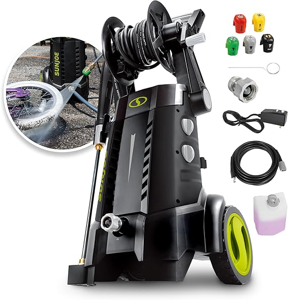 Sun Joe Electric Pressure Power Washer, 2030 PSI (PWMA Certified), 1.76 GPM, Dual Soap Tanks, SPX3001 (35-FT GFCI Water-Safe, Power Cord)