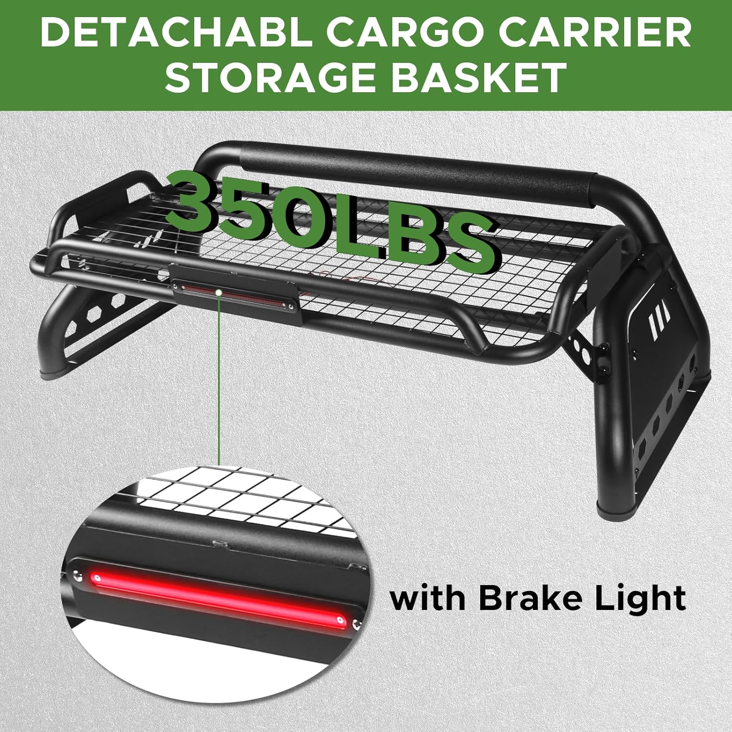 Bed Roll Bar with Cargo Basket for Extendable Truck Chase Rack | Universal Sports Rack For Pickup Bed, Heavy Duty With Detachable Carrier Basket