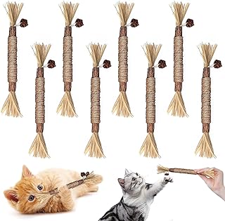 Lithyc 8 Stück Katzenminze Stick, Pfotenspass Zahnreinigende Knabberstangen, Katzenzahnbürste für Katzen,KatzenzäHne Beißen, zur Zahnreinigung und Druckentlastung bei Katzen im Innenbereich product image