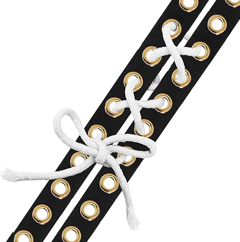 Mandala Crafts The Yard - Cinta de ojales de metal dorado con ojales, cinta de ojales negros para costura, 1 pulgada, 3 yardas, 0.394 in, cinta de Mandala Crafts The Yard - Cinta de ojales de metal dorado con ojales, cinta de ojales negros para costura, 1 pulgada, 3 yardas, 0.394 in, cinta de