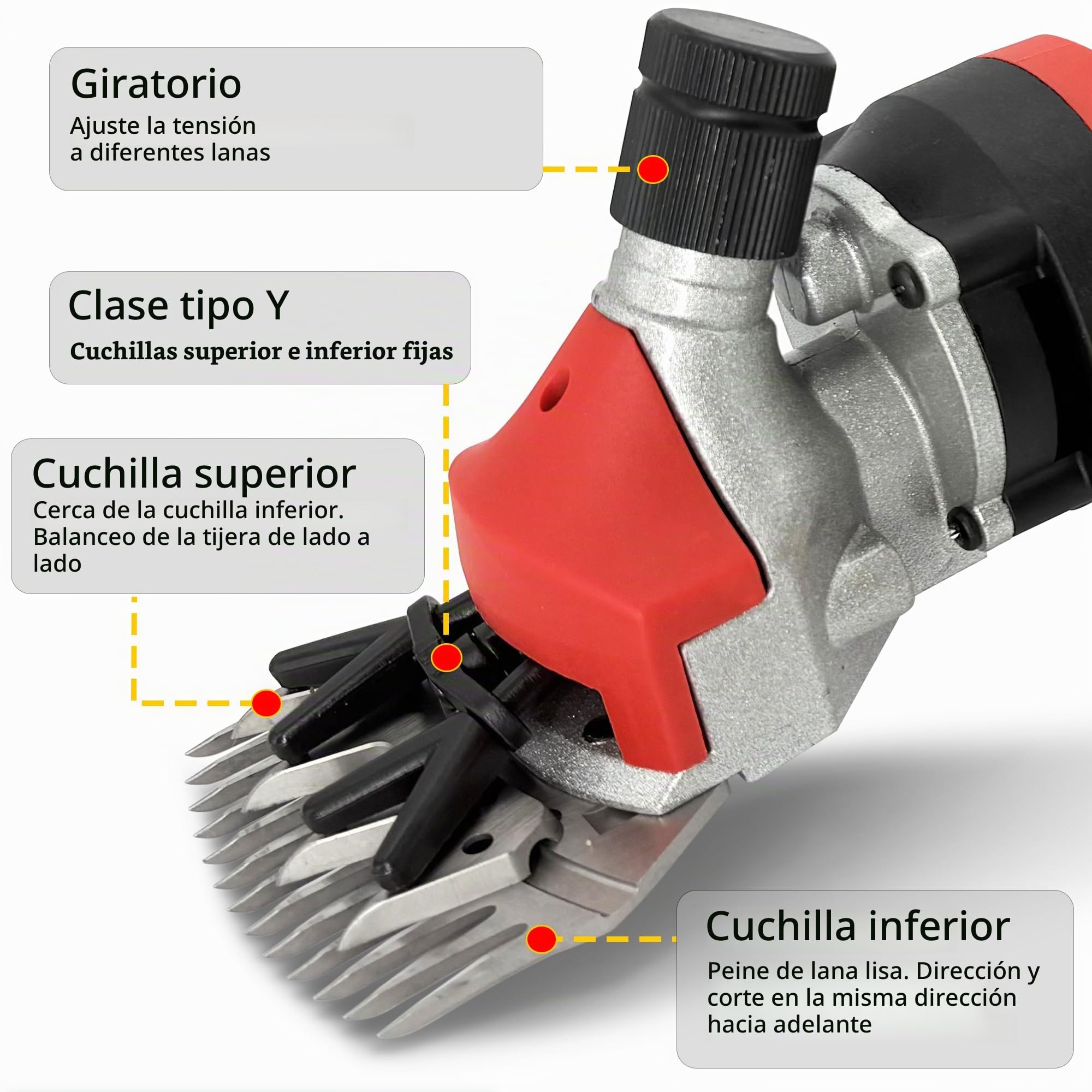 Maquina Esquilar Ovejas 1000W, Tijeras EléCtricas Profesionales Para Ovejas Con Estuche Cortapelos Para Caballos Con 6 Velocidades Regulables Cabras Caballos, Guantes Antideslizantes