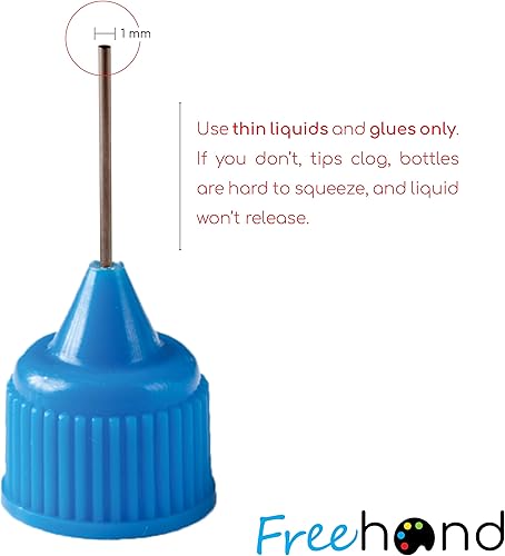 Miniatura 7 de Free Hand Botella aplicadora de punta de precisión de 1 onza. 4 botellas de punta de aguja y 12 puntas para pintura acrílica, manualidades de