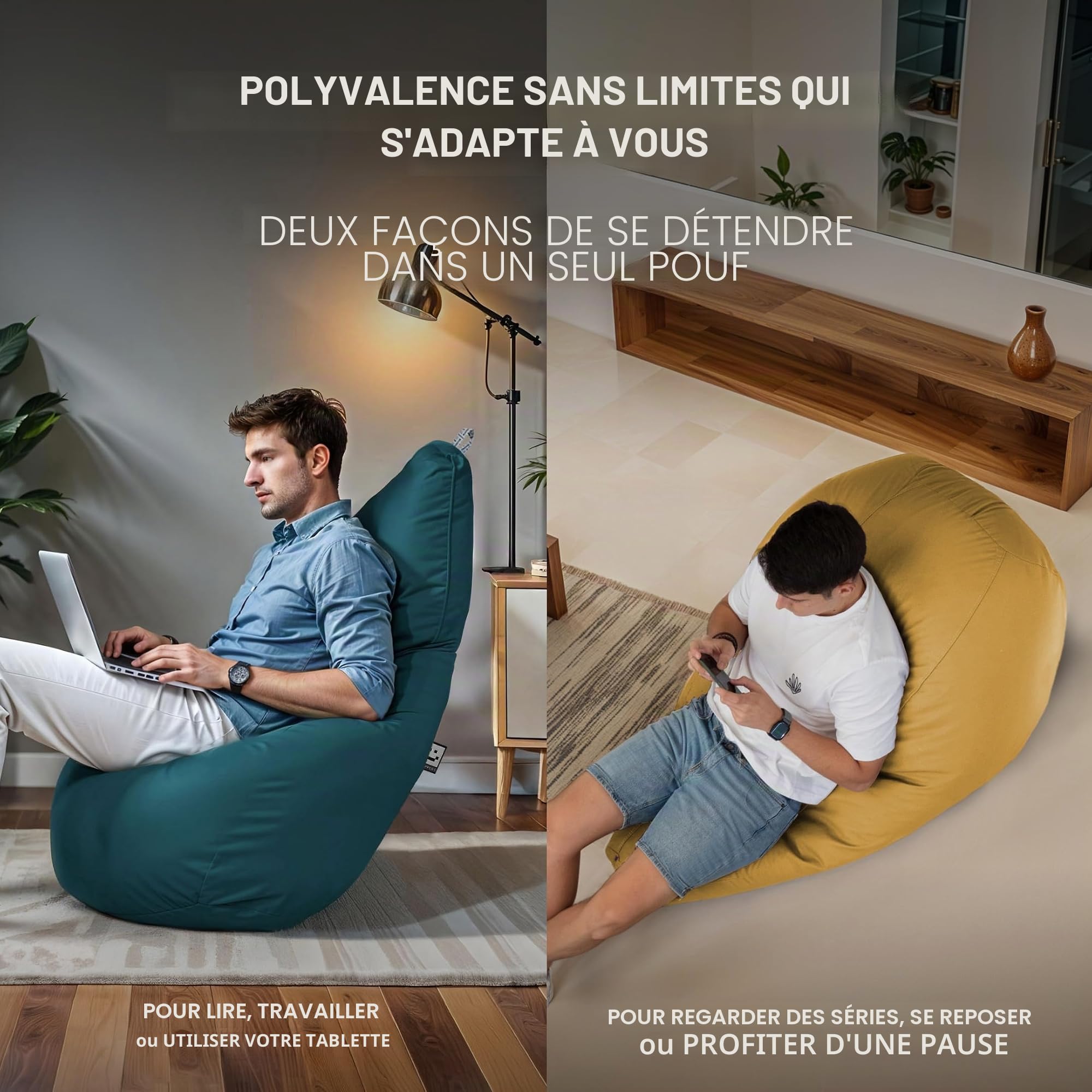 Happers Pouf Poire Simili Cuir Intérieur Moutarde XL