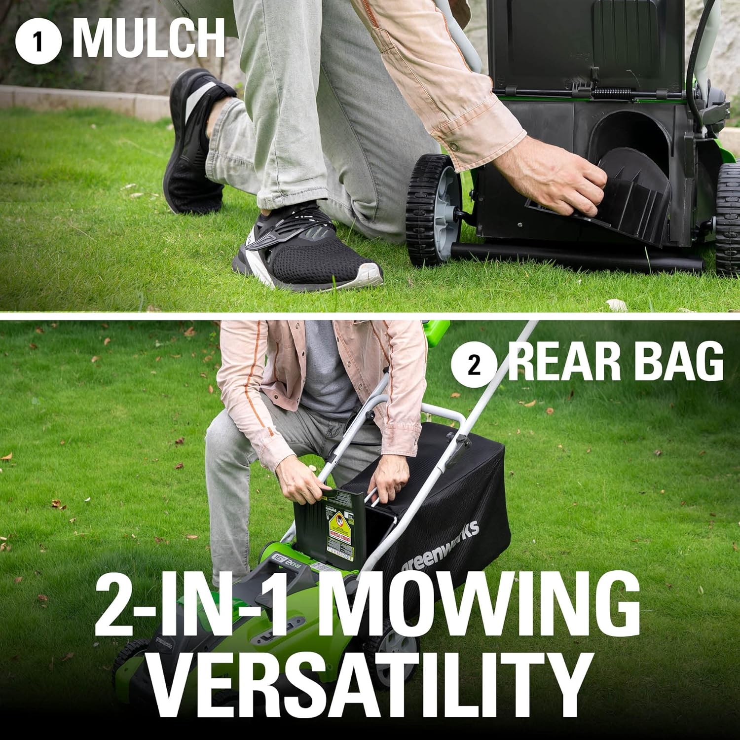 Greenworks 40V 16" Cordless Electric Lawn Mower + 40V Sweeper (150 MPH), 4.0Ah Battery and Charger Included