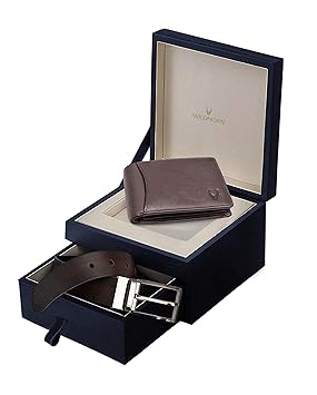 WildHorn Gift Hamper for Men I Leather Wallet & Belt Combo Gift Set I Gift for Friend, Boyfriend,Husband,Father, Son etc (New Brown) - image, photos