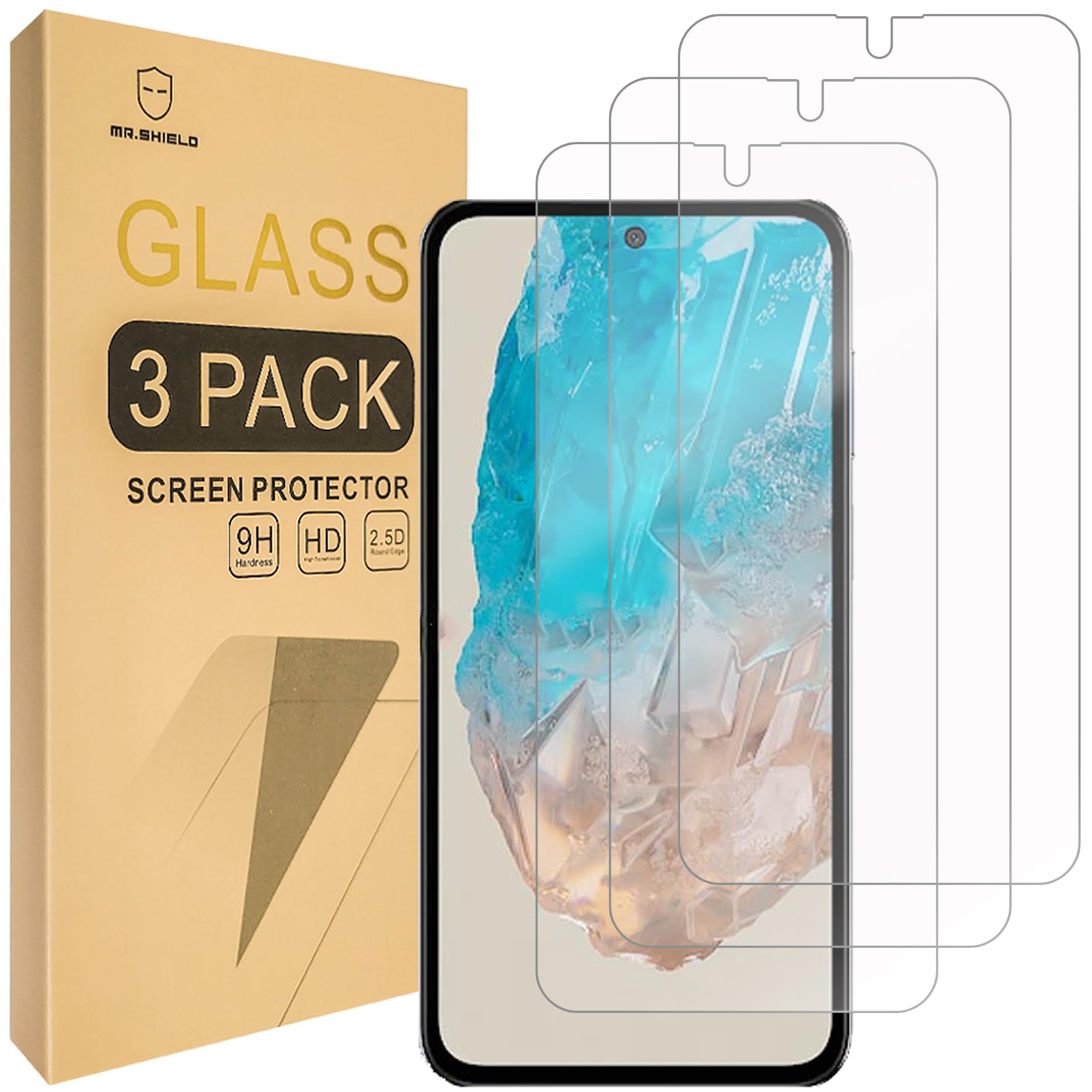 Mr.Shield Screen Protector compatible with Samsung Galaxy M35 5G [Tempered Glass] [3-PACK] [Japan Glass with 9H Hardness]