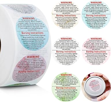 1000 Pieces Candle Warning Labels Candle Jar Container Stickers Candle Safety Labels Candle Warning Sticker Decals for Candle Making DIY Candle Jars ...