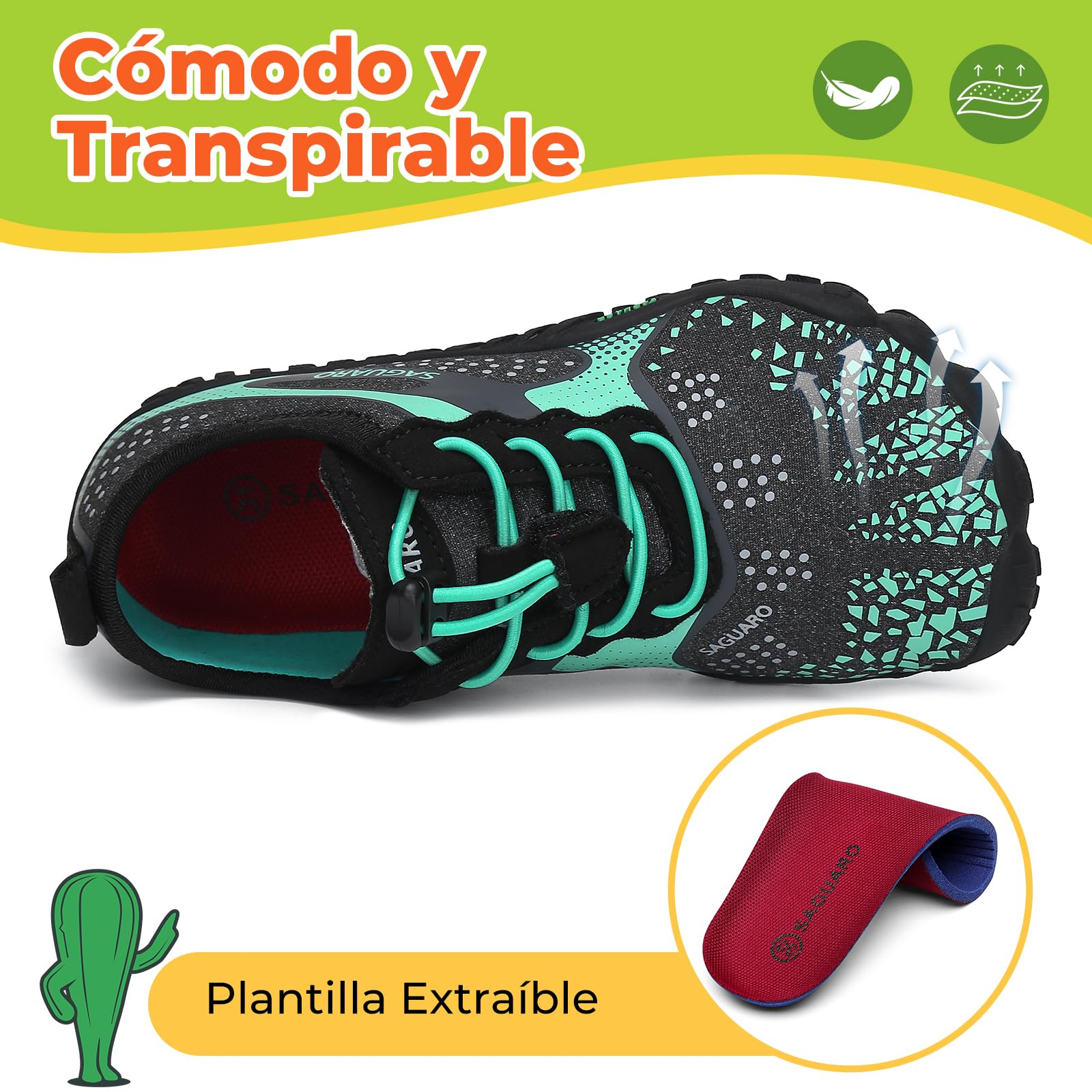 SAGUARO Barefoot Zapatillas Minimalista Comodas Zapatillas de Trail Running per Niños Niñas, Gr.24-36