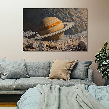 Amazon.co.jp: 絵画 土星着陸インテリア 絵画 太陽系宇宙