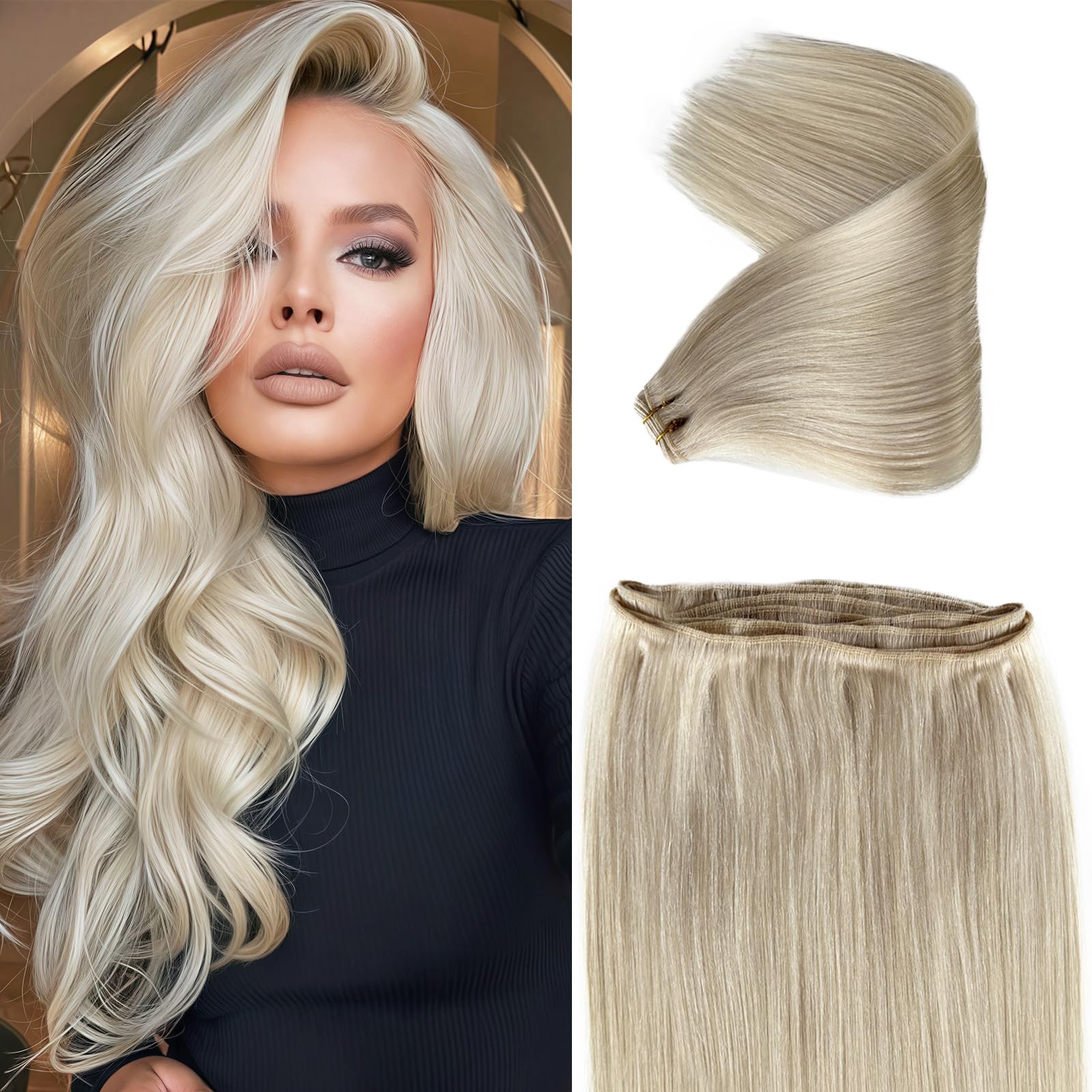 16 Inch Human Hair Extensions Weft Silky Straight Sew In 100g Moresoo Real Human Hair Brown Sew in Weft Extensions 16 Inch  main image 4