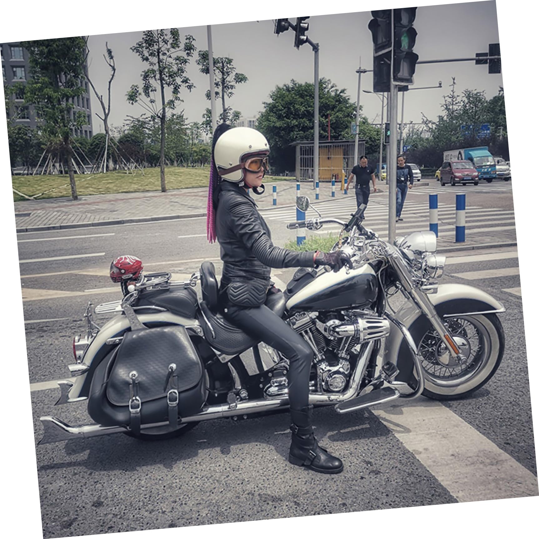 SOLUSTRE Warkocz Na Akcesoria Do Kasku Motocyklowego Dekoracja Kasku Motocyklowego Ozdoba Na Motocyklowy Ozdoba Na Dekoracja Kasku Peruka Na Motocyklowy Naklejka Na