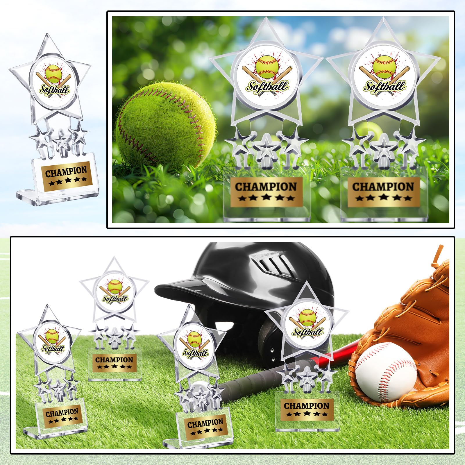 Tondiamo Trofeo de campeón de acrílico, 12 piezas, premios ganadores, trofeos de campeón, premios de competición deportiva, decoración de regalo de recuerdo