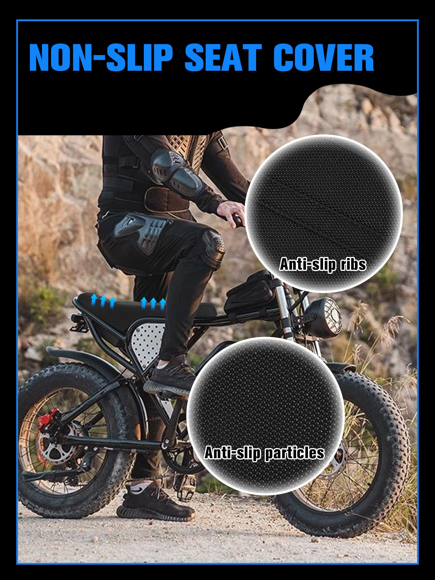 Housse de siège antidérapante Compatible avec Ridstar Q20 E-Bike, vélo électrique, Housse de siège Souple Noire