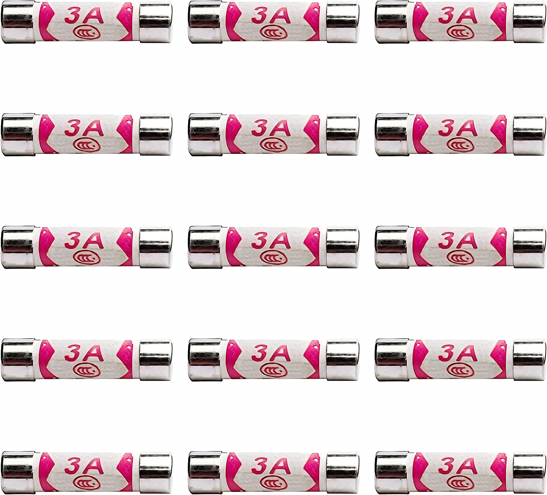 15 x Fuse 3A, 3 Amp Fuse UK 240V/250V Pack of 15 of 3A Fuses BS1362 Fuses by ZARB