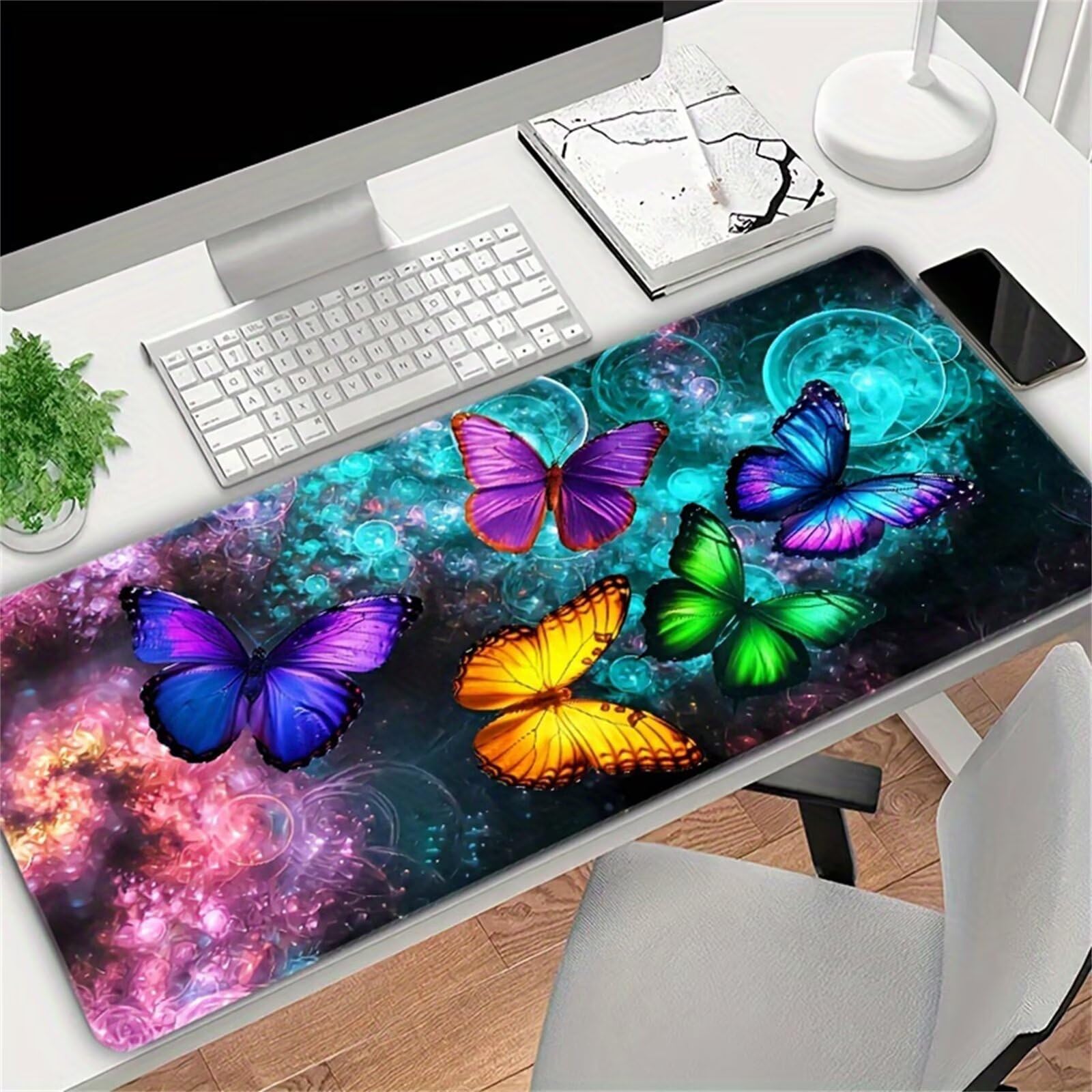 Tappetino Mouse da Gioco 1200x600x2mm, Farfalla Blu Mouse Pad XXL ad Alta Precisione e Velocità, Base in Gomma Antiscivolo Ultra-Grip, Tappetino per Scrivania Tastiera e PC