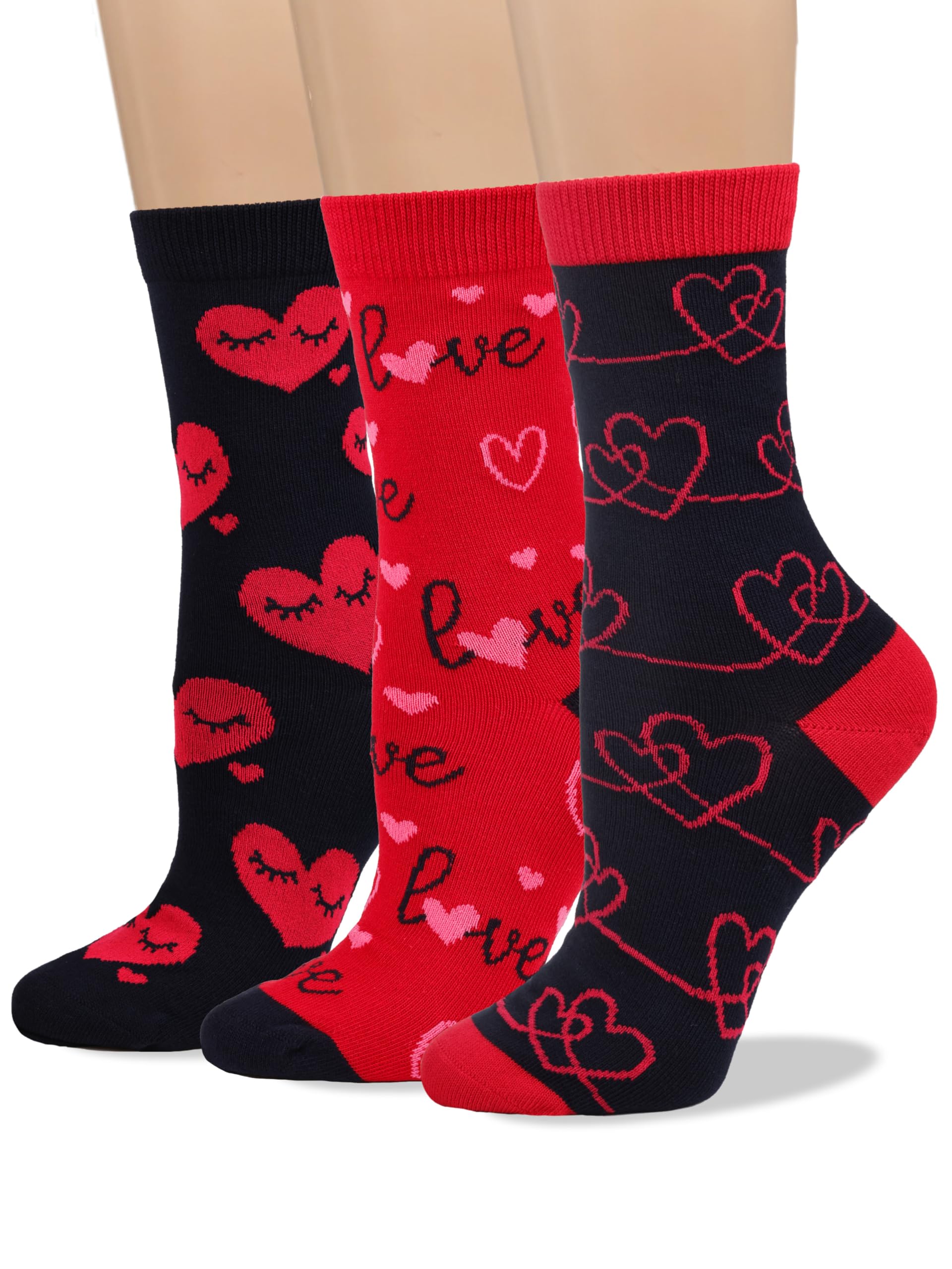 COTTON DAY Women's Soft Combed Cotton Socks Seamless Toe Black White Navy