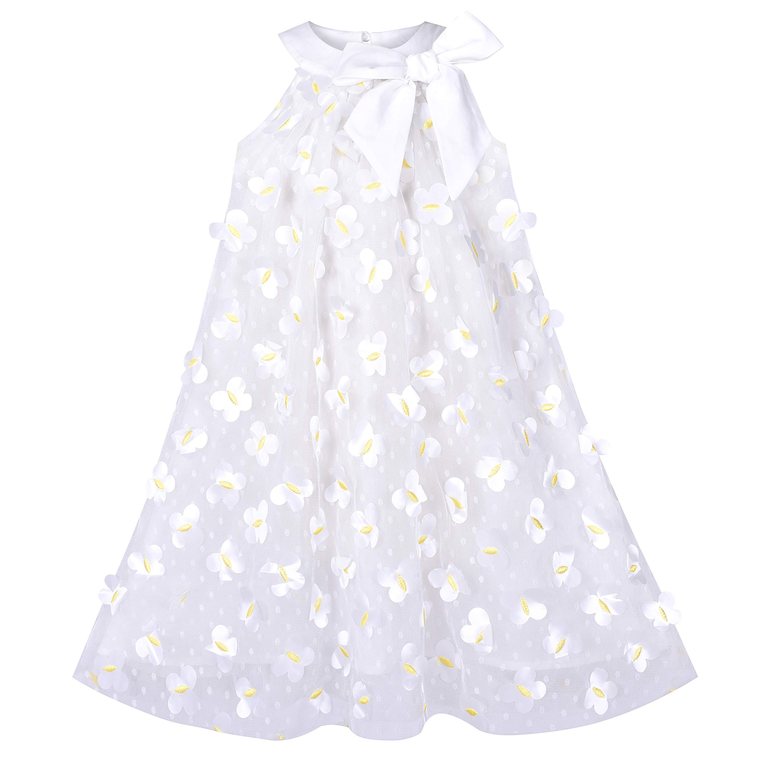 Sunny Fashion Vestido para niña Flor Cabestro Perla Fiesta Boda Cumpleaños 4-14 años