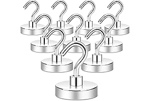 Neosmuk Magnetic Hooks Duty 130 lbs+ Extra Strength with Industrial Hooks for Fridges