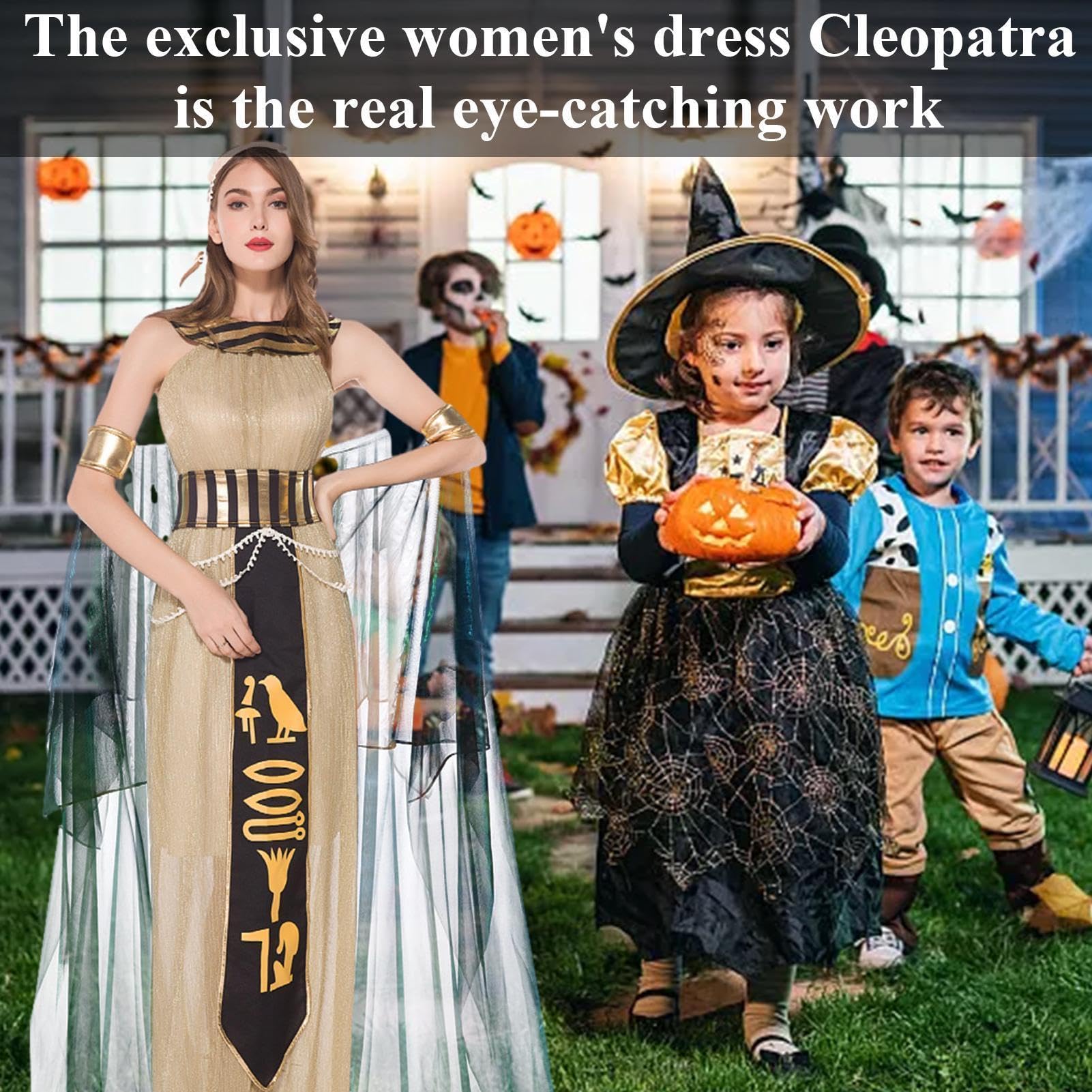 Kostium egipski z mankietami i diademem egipska sukienka halloweenowa | Damski strój bogini z opaską Na Scenę Teatr Festiwale Muzyczne Imprezy Role Play Do Fotografii