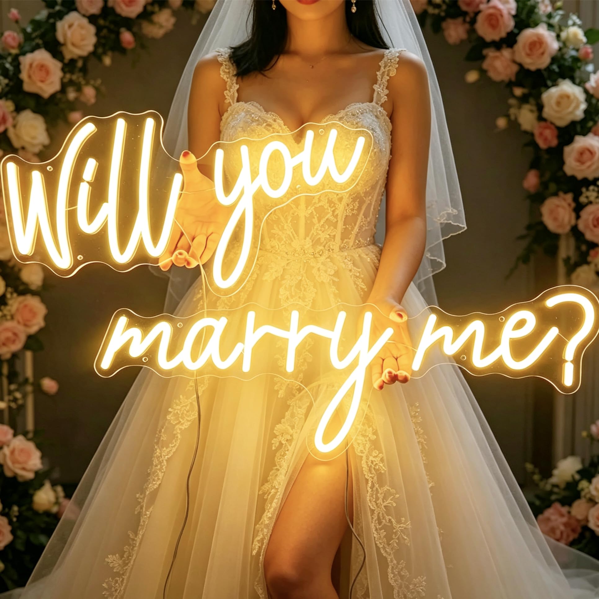 Neonschild mit Aufschrift "Will You Marry Me", groß, 111,8 cm, dimmbar, Schild mit Aufschrift "Will You Marry Me", für Wanddekoration, LED-Neonlichter für Verlobung, Party, Hochzeit, Antrag,