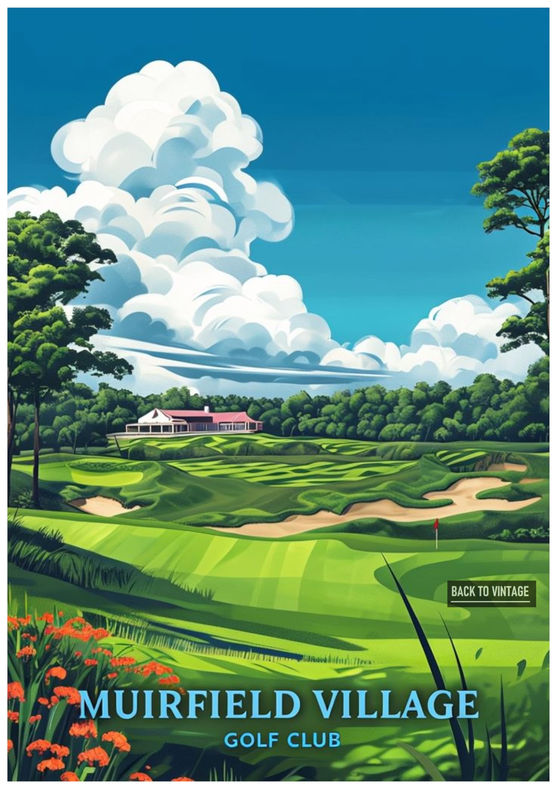 MUIRFIELD VILLAGE - A4 Vintage Golf Print Poster Retro Wall Decor for Home Office or Bar Great Gift for Golf Enthusiasts Sports Art Unframed Design