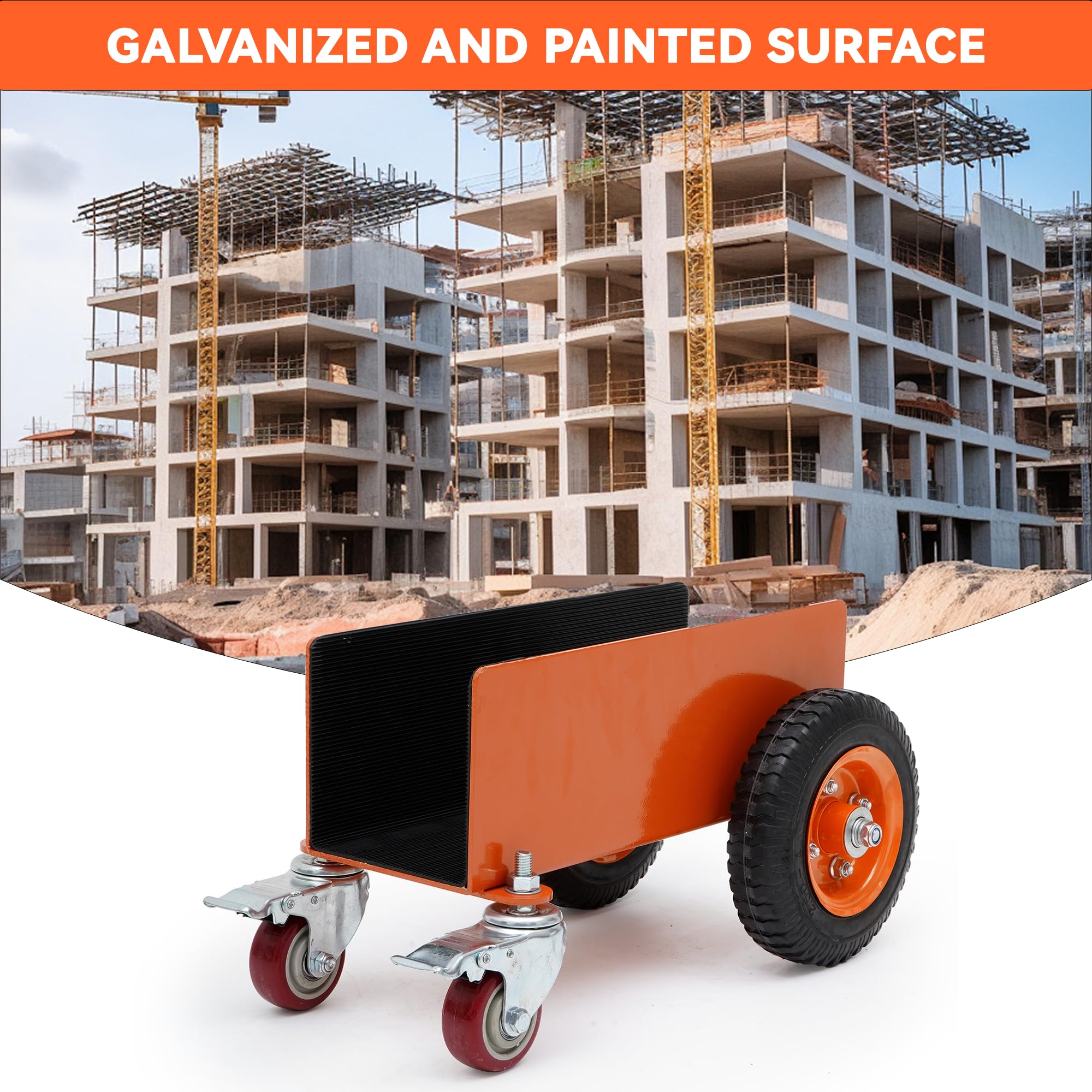 AIWFL Carrito de puerta resistente con capacidad de 1100 libras, 4 ruedas, granito, losa de granito, con ruedas neumáticas de 8 pulgadas, carrito de panel para manejo de materiales de láminas de yeso,