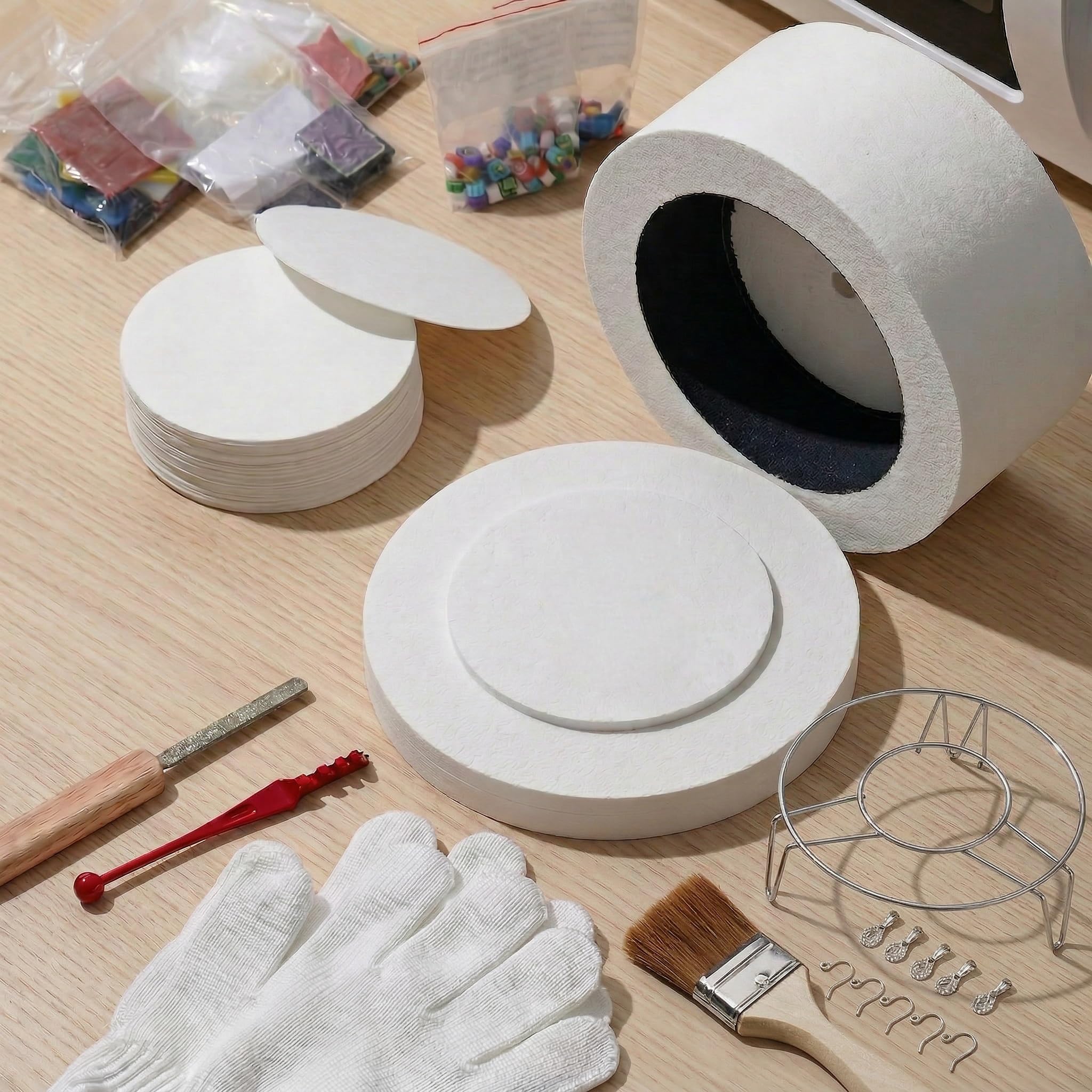 Grand kit de four à micro-ondes de 15 pièces pour fusion du verre – Ensemble complet avec papier de four, verre de fusion COE90 et outils de fabrication de bijoux