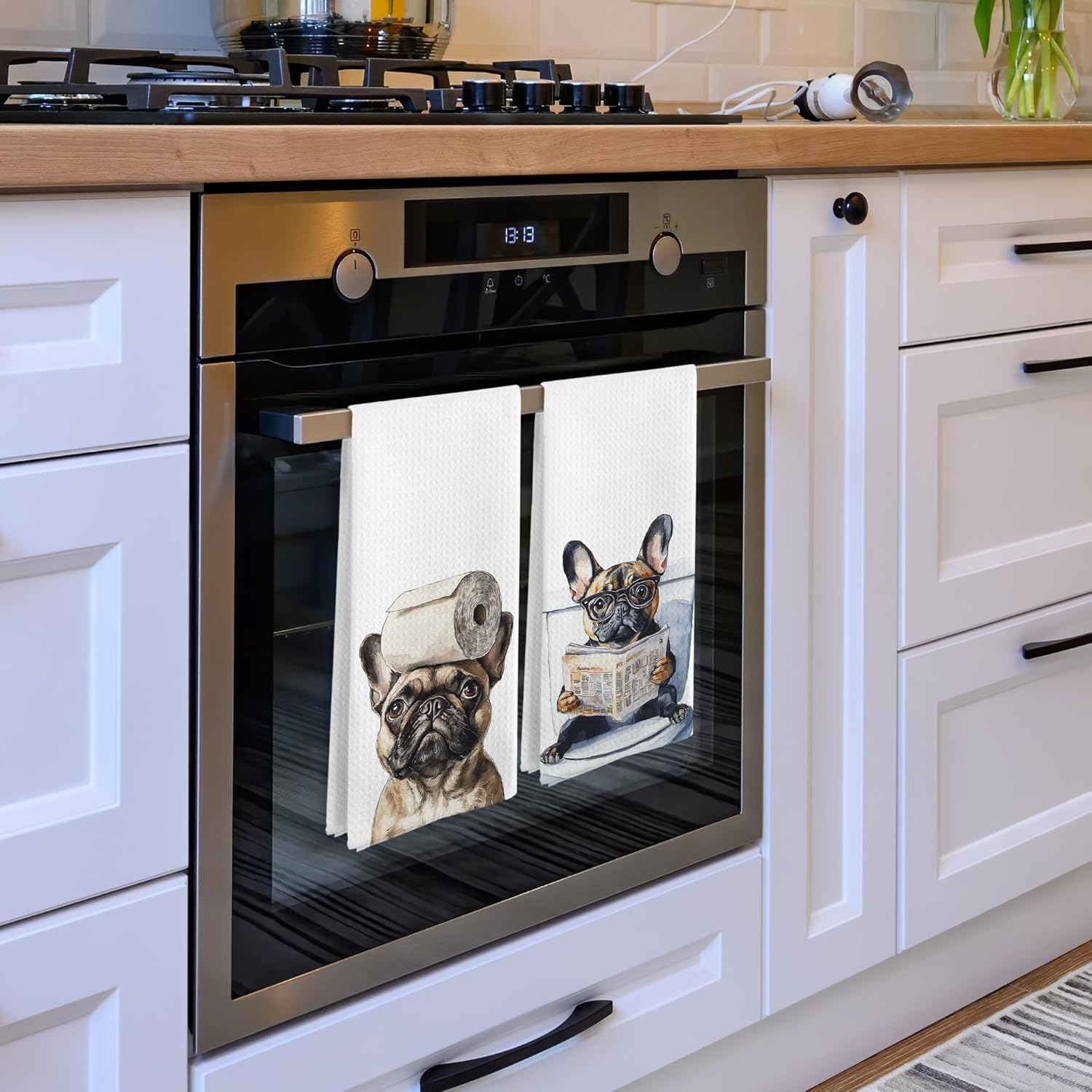 Funny French Bulldog Hand Towels, Frenchie Mom Gifts, Gifts for French Bulldog Lovers Women Decorative Hand Towels for Bathroom, Funny Dog Bathroom Decor, 16x24 Inch Set of 2 - Image 5