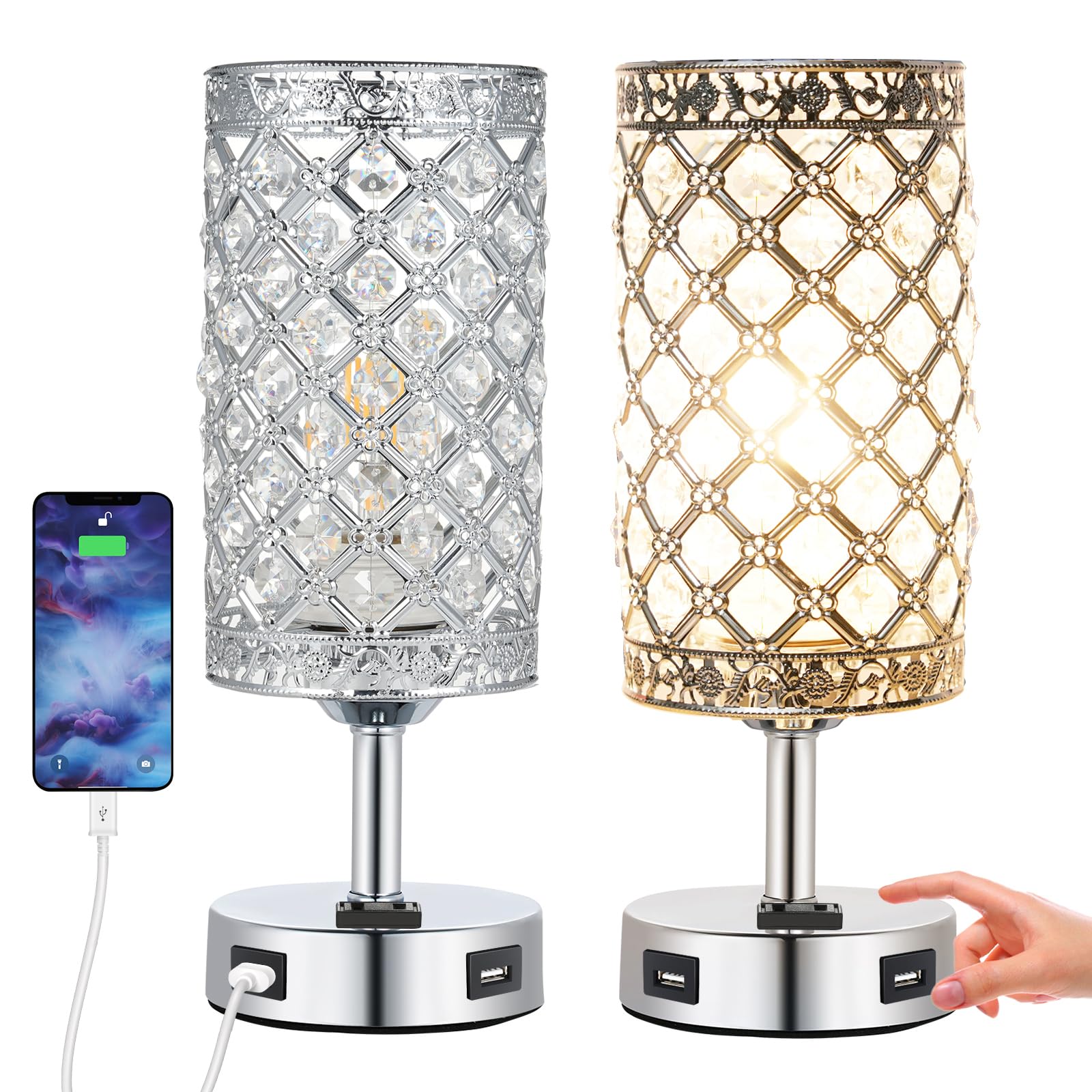 Lámpara de noche, fabricada en cristal