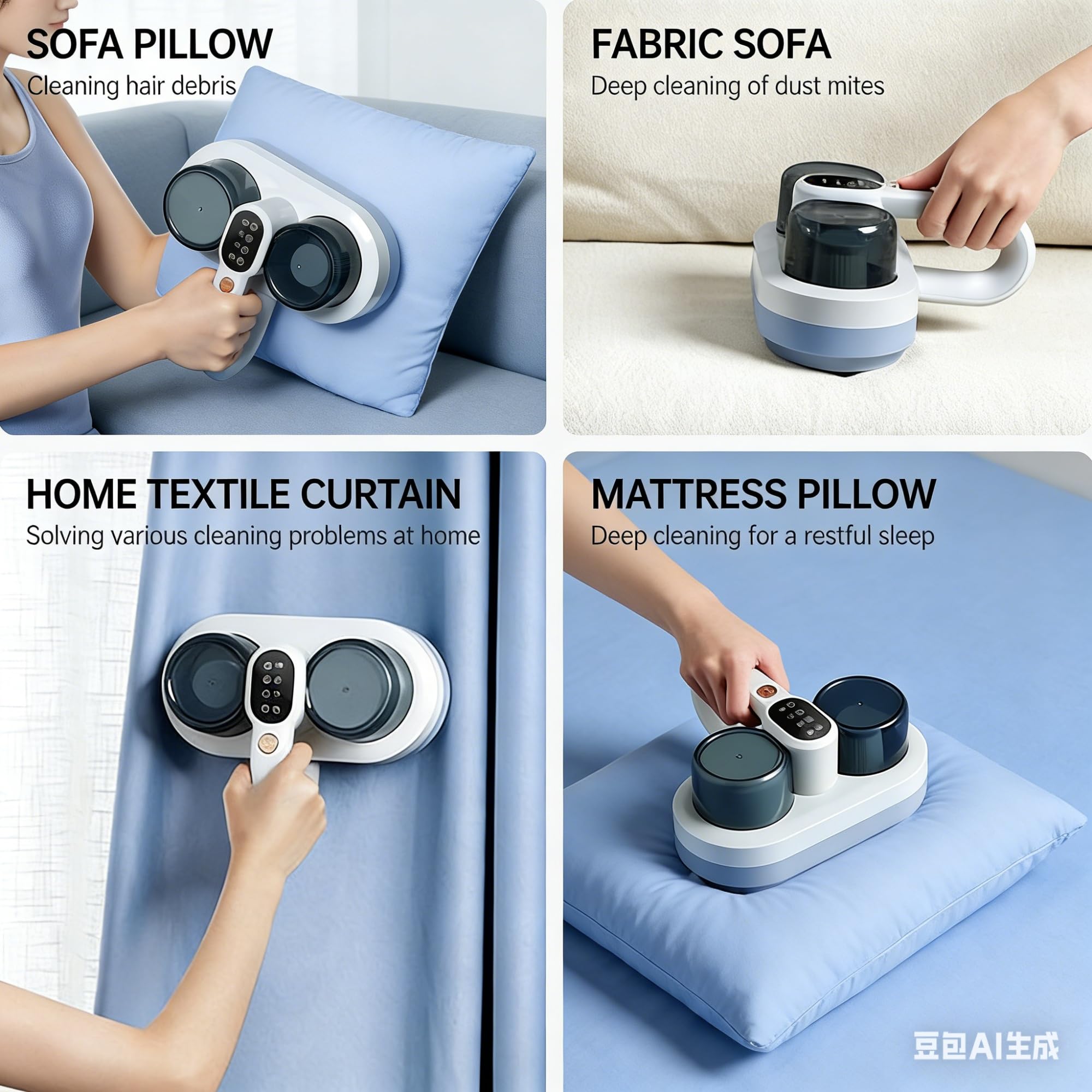 Aspirapolvere Portatile Anti-acari Rimozione Degli Acari Ad Ultrasuoni 10.000 Battiti Al Minuto Deumidificazione Con Aria Calda A 55 °C Doppio Sistema Di Filtraggio Con Contenitore Per La Polvere