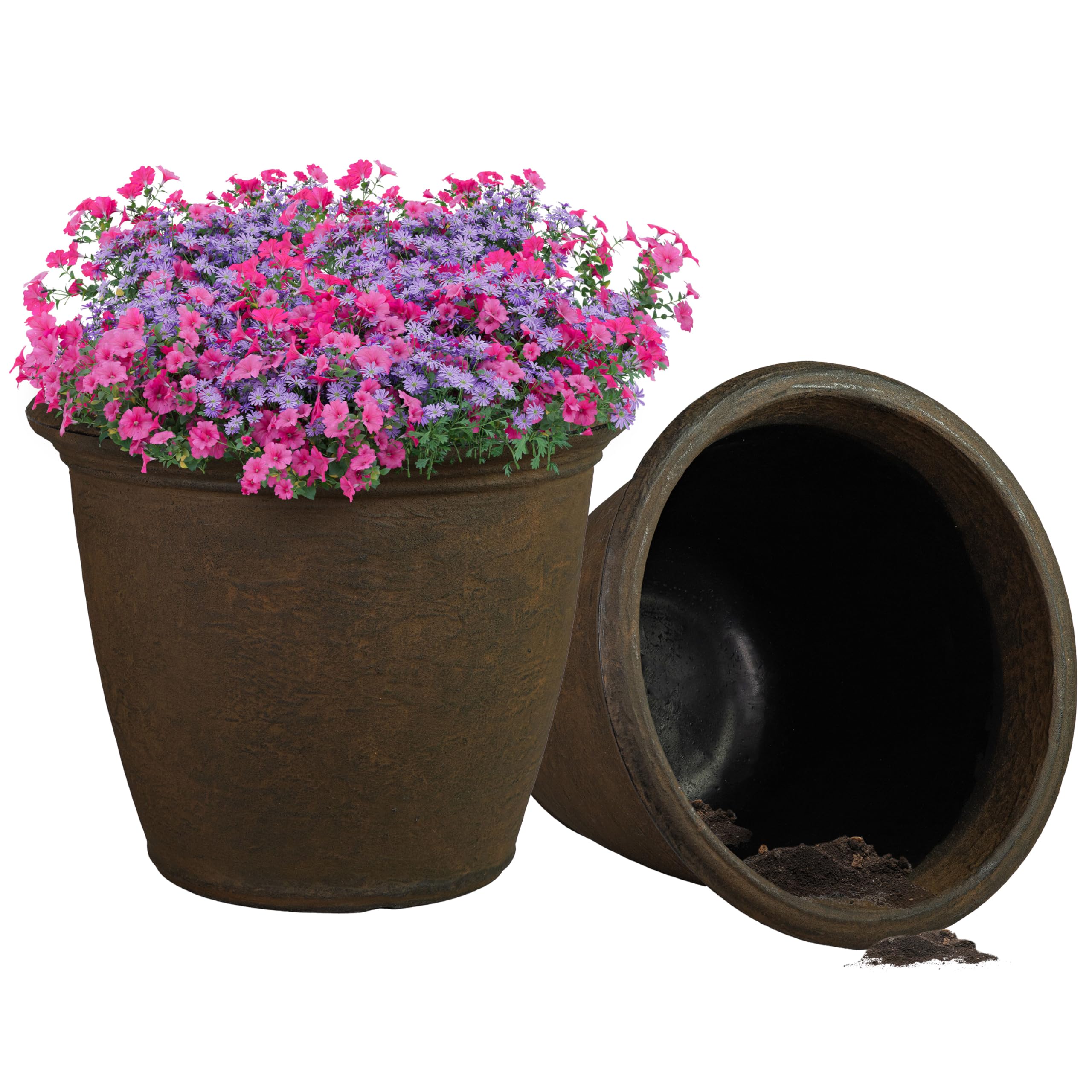Sunnydaze Large Plastic Planter 2-Pack