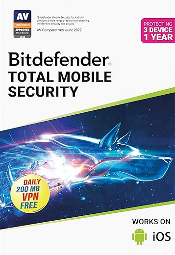 Bitdefender 3 Device, 1 Year – Total Mobile Security | Android & iOS | Latest Version |(Single Activation Code) – [Email Delivery in 2 hours – No CD]