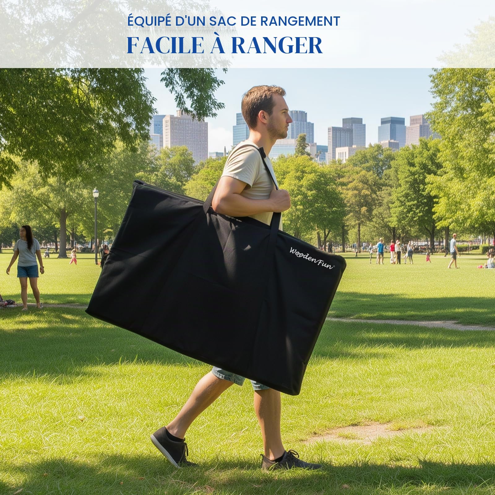 Cornhole Jeu de lancer de poufs – Rangement intégré, poignées de transport pratiques et 8 poufs de qualité supérieure