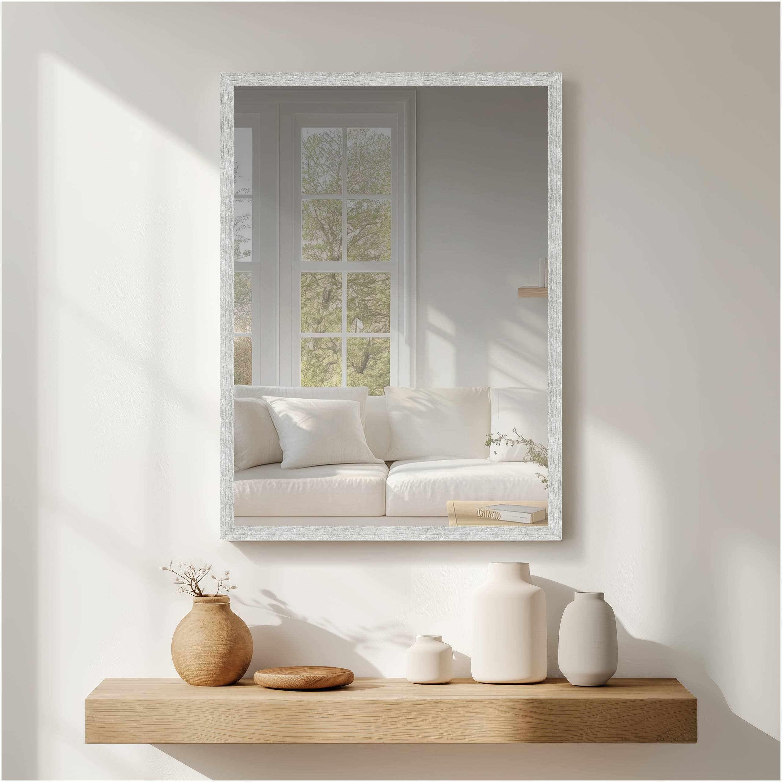 Nielsen  Star Rectangular Wall Mirror With Hanging Set - Brushed Frosted - 50 x 70cm