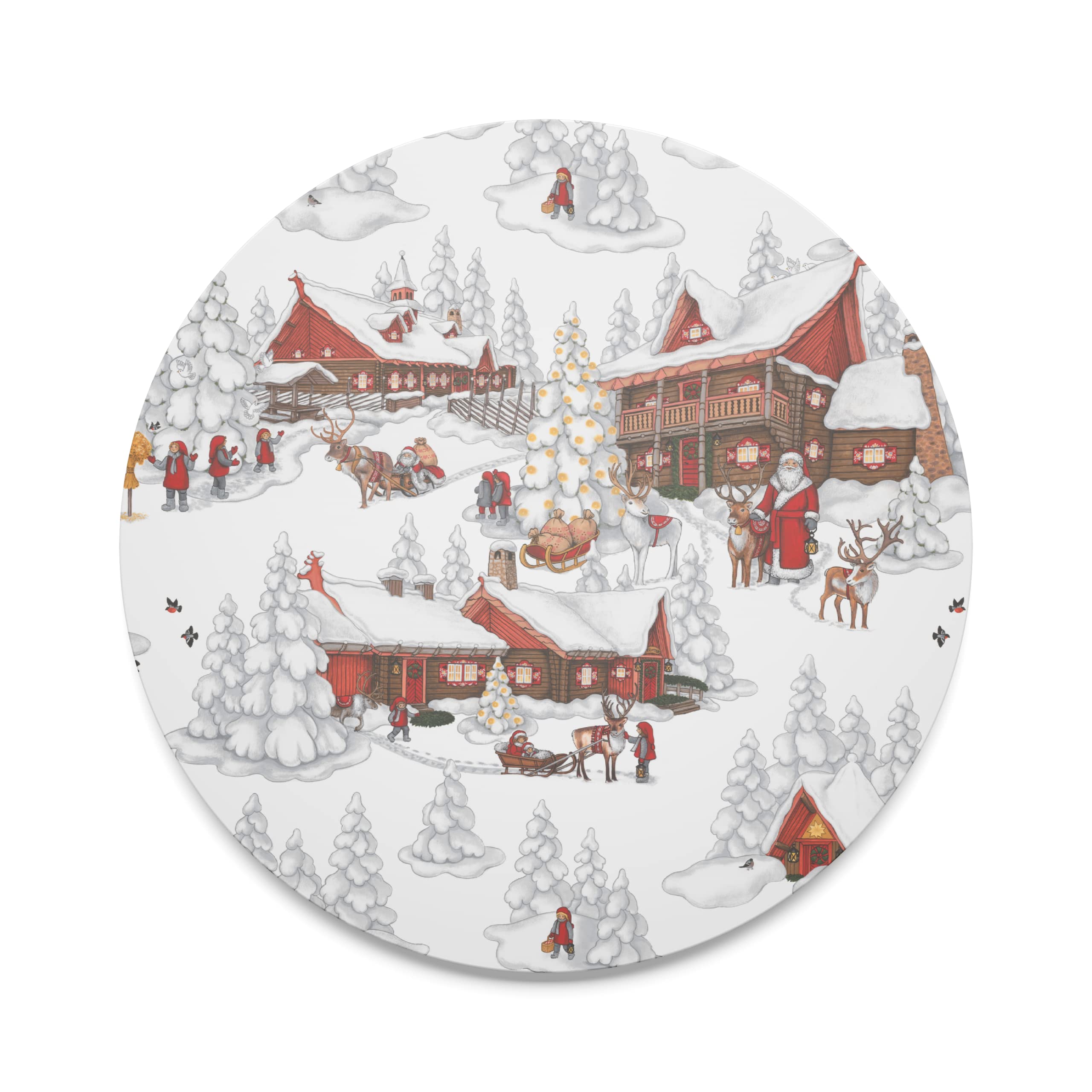 Arvidssons Textil Tomtebyn Trivet Diameter 21 cm White/Red
