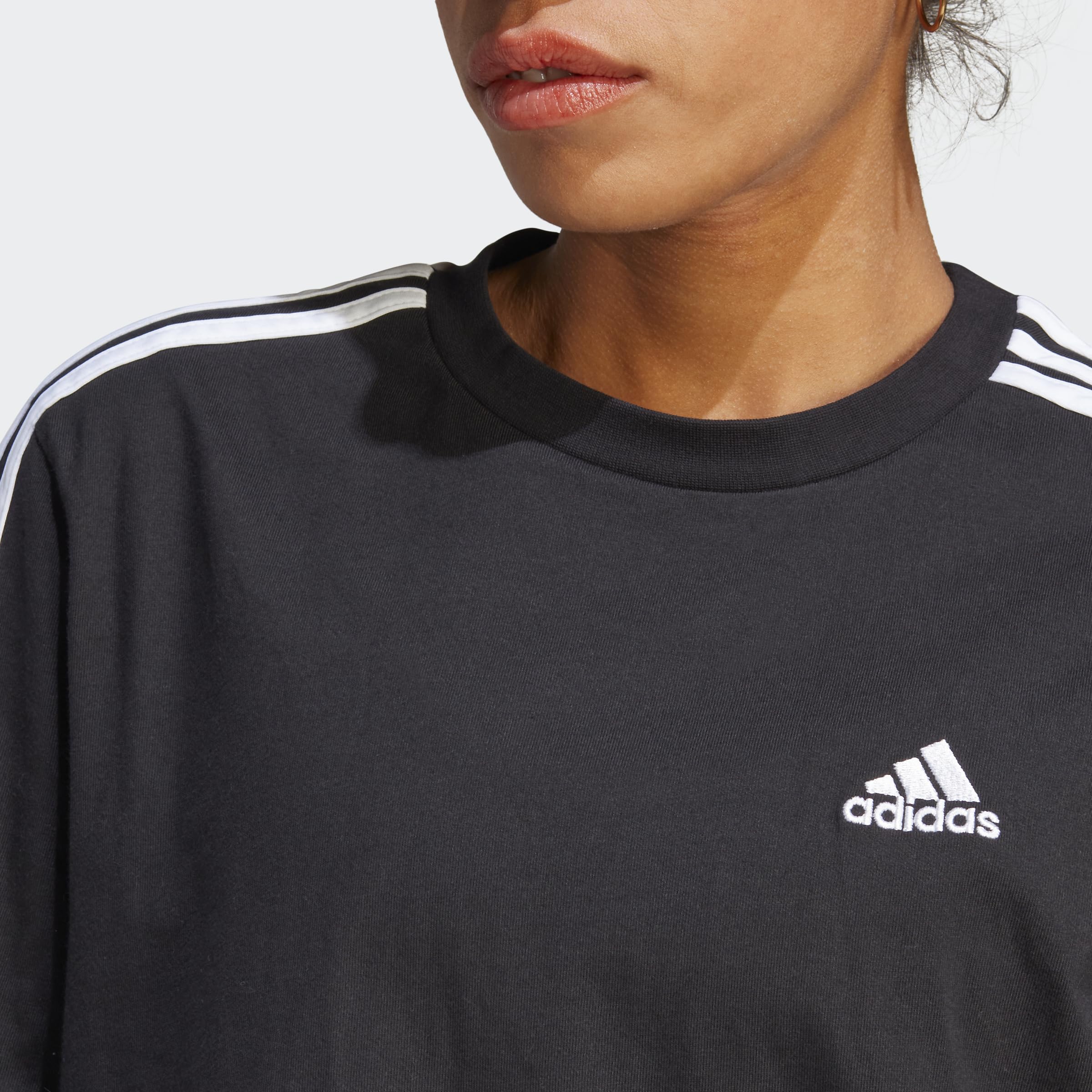 adidas Women's Vestido Camiseta Essentials Single Jersey Boyfriend 3 Bandas