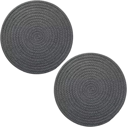 Miniatura 7 de Almohadillas calientes Trivits para mesa de algodón puro tejido redondo ollas calientes titulares para cocinar diámetro 7.1 pulgadas
