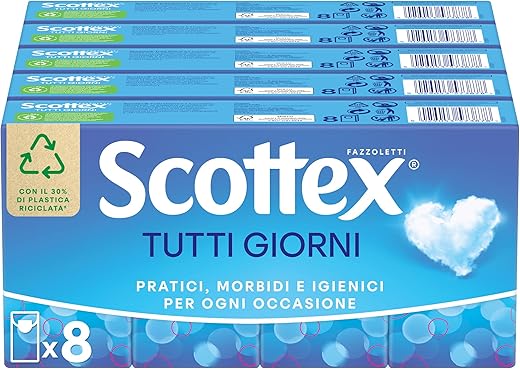Scottex Fazzoletti Tutti i Giorni, 10 Confezioni da 8 Pacchetti