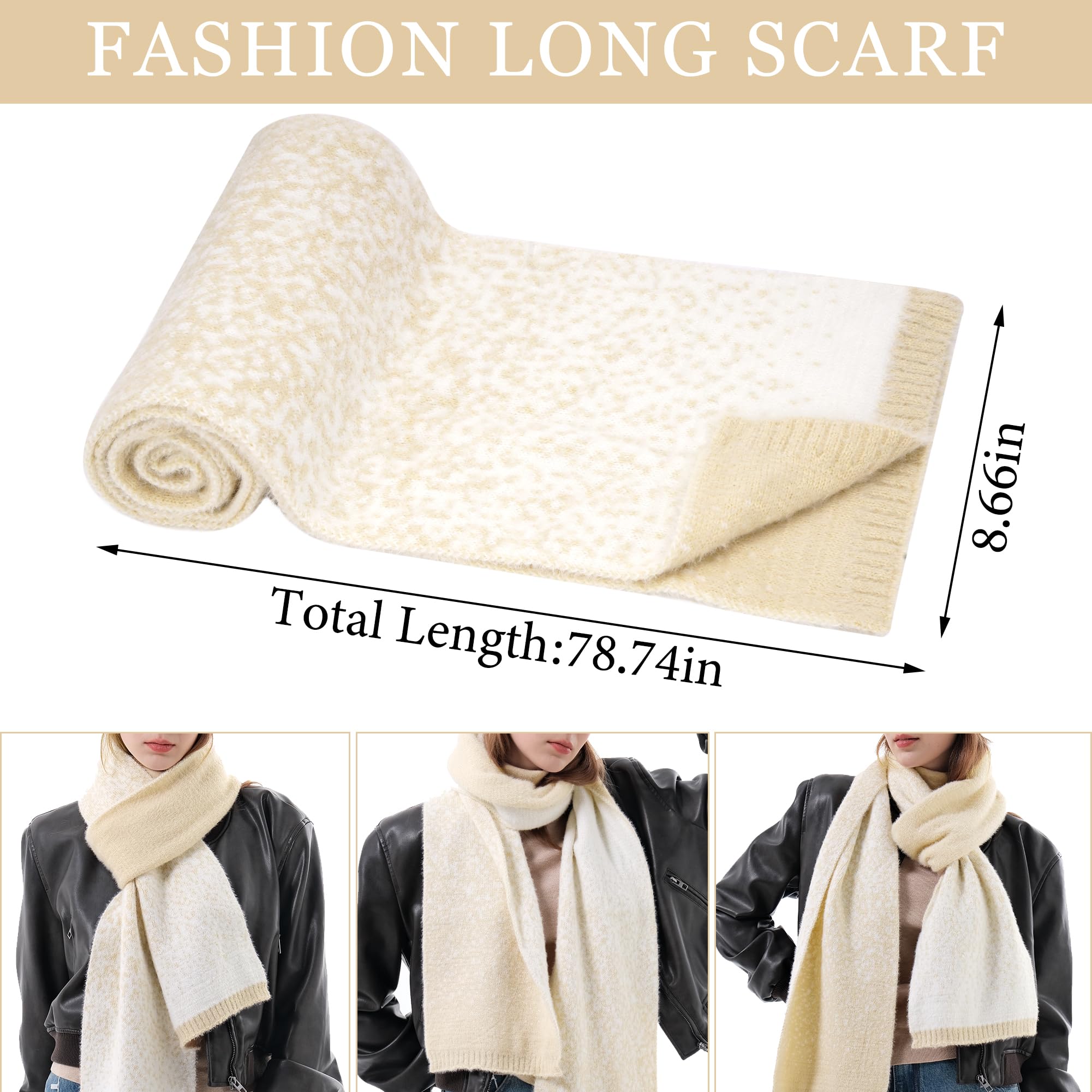 Femme Hiver Tricot Bonnet Chapeau Gants Tactiles Longue Echarpe Ensemble avec Doublure en Polaire Chauffants Skull Casquette Gants Foulards