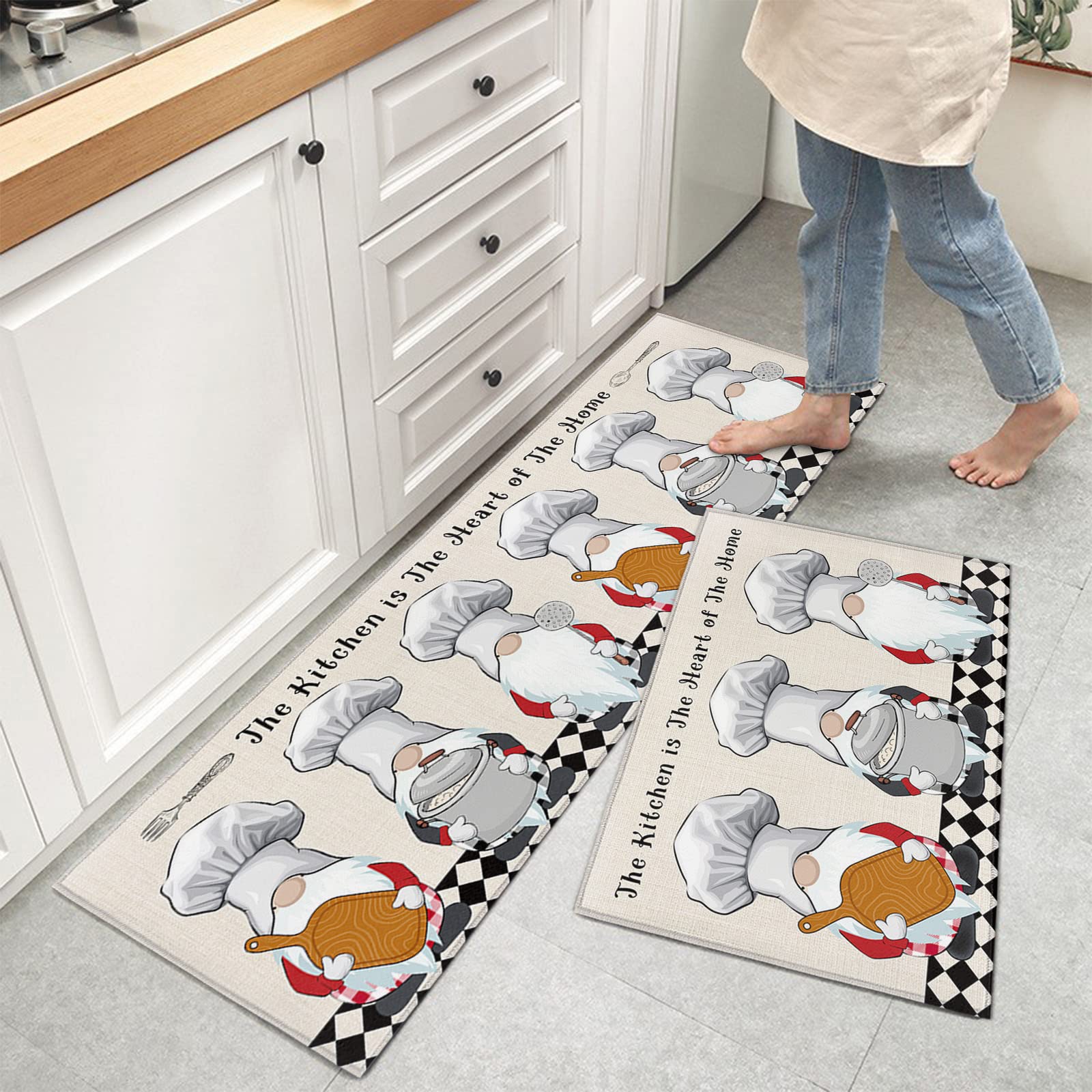 Kitchen Mats for Floor, Fat Chef The Kitchen is The Heart of The Home Kitchen Rugs, Kitchen Organization Kitchen Mat, Kitchen Decor Runner Rug,