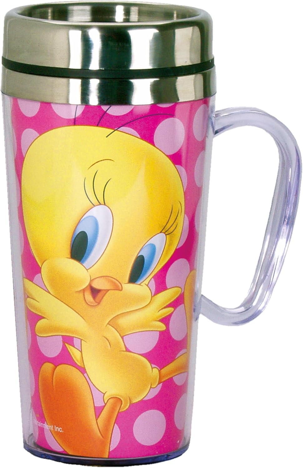 Spoontiques Peanuts Insulated Travel Mug, 14oz - Double Wall Stainless & Acrylic Drink Cup with Twist Top Lid & Handle - Snoopy