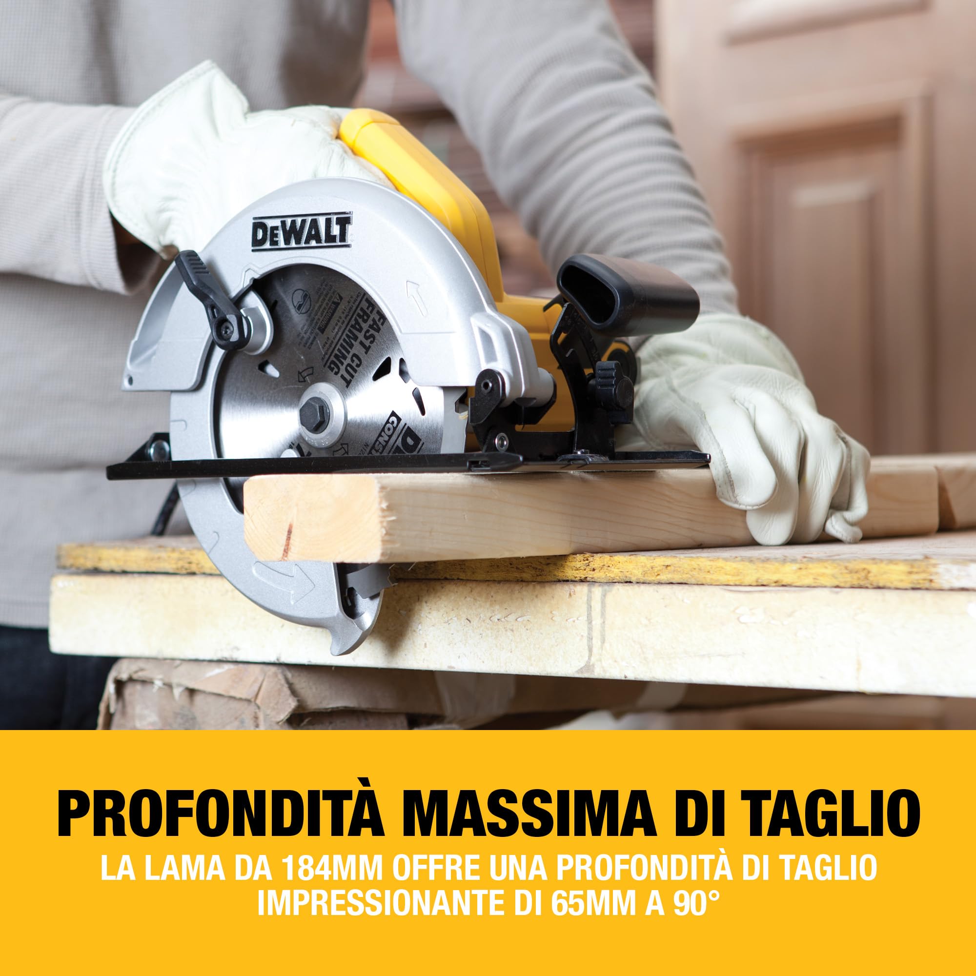 DEWALT Sega circolare con lama da 184mm, Motore da 1350W, DWE560-QS