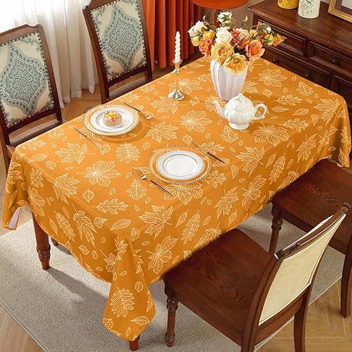 Miniatura 3 de SASTYBALE Manteles de Acción de Gracias con hojas de arce para mesas rectangulares de 60 x 84 pulgadas, resistentes a las manchas, antideslizantes,